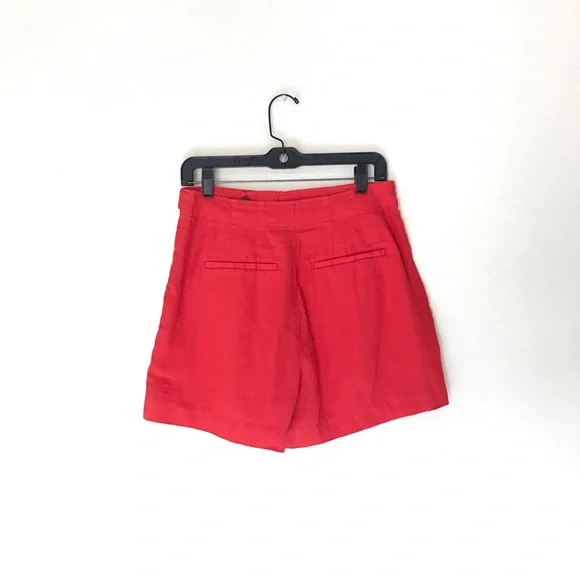 Madewell Clean Button-Tab Shorts in 100% Linen in Rouge - 4 - Picture 2 of 11